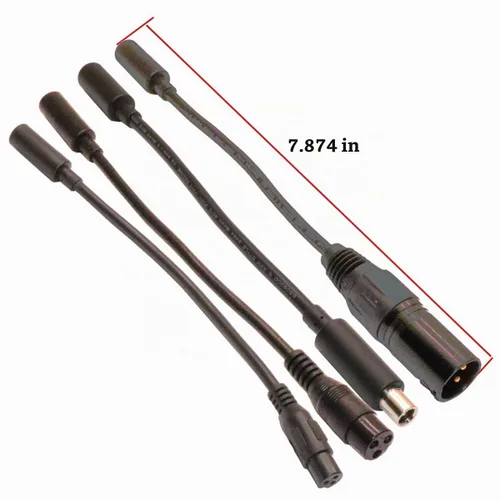 Vista 5 de Cable adaptador de carga universal de 42 V 2 A, 4 enchufes de repuesto para batería de litio de 36 V, paquete DC 5.5 x 2.1 con conector XLR macho