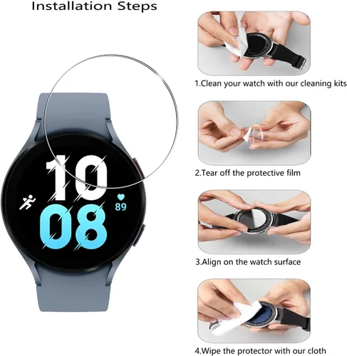 Vista 7 de Protector de pantalla de vidrio templado para Samsung Galaxy Watch 5 (1.732 pulgadas), antiarañazos, antihuellas, protector de pantalla HD