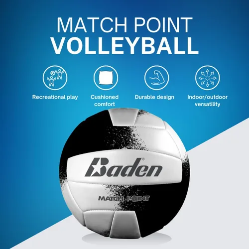 Vista 3 de Baden Match Point - Voleibol de cuero sintético acolchado para recreación al aire libre, patio trasero + pelota de campamento universitario