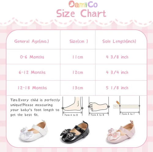 Vista 6 de Zapatos planos Mary Jane para bebés y niñas, suela de goma antideslizante con Bownot para primeros pasos, zapatos de vestir de boda de princesa
