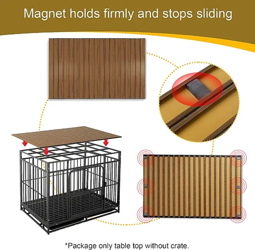 Vista 3 de Cubierta para Jaula de Perro de 48 Pulgadas con Imanes para Jaula - Cubierta Plegable de Aluminio para Perrera Decorativa Mesa de Almacenamiento Nuez
