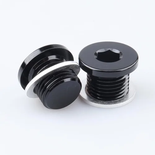 Vista 9 de AC PERFORMANCE Enchufe de puerto métrico de aluminio M10 x 1.0 negro de perfil bajo con tapón hexagonal y arandela de aluminio
