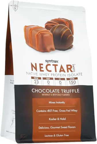 Vista 2 de Syntrax Nectar Sweets Native - Aislamiento de proteína de suero alimentada con pasto que se mezcla al instante, sin RBST, trufa de chocolate, 32