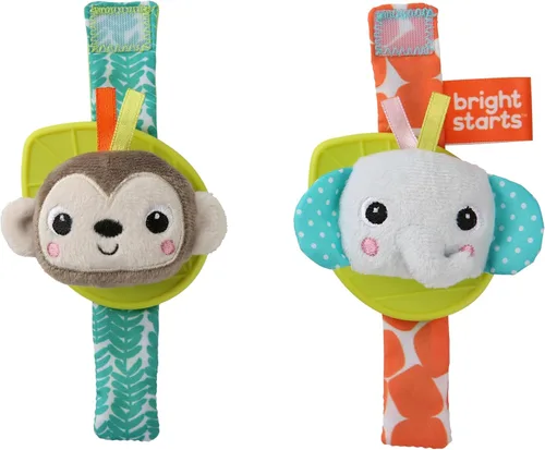Vista 8 de Bright Starts Snuggle & Teethe - Juguete de peluche para dentición sin BPA con sonido crujiente para bebé - Elefante