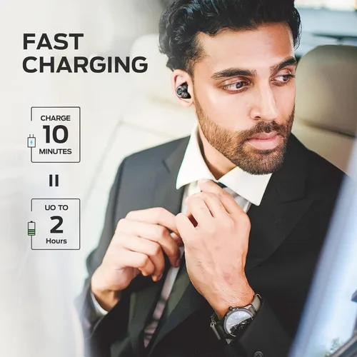 Vista 4 de Monster Achieve 100 auriculares inalámbricos AirLinks, carga súper rápida, auriculares estéreo Bluetooth 5.0 con estuche de carga USB-C, micrófono