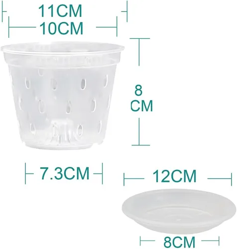 Vista 5 de 4 macetas de plástico transparente de 4.3 in para orquídeas, macetas pequeñas de jardín transparentes, macetas de inicio de semillas con agujeros