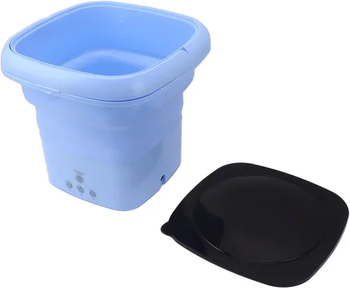 Vista 8 de Jiawu Lavadora portátil, lavadora plegable con temporizador, lavadora de cubo para ropa sucia, lavadora de ropa interior para camping, caravana