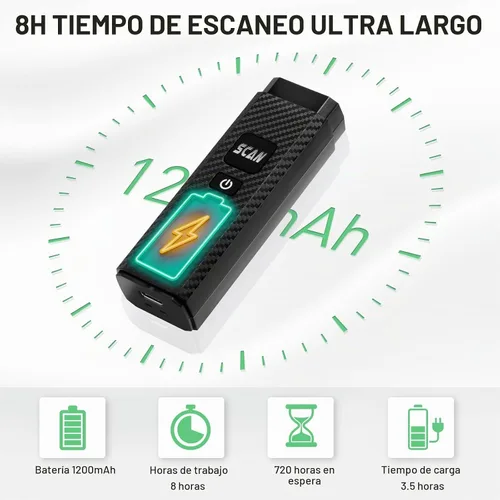 Vista 5 de Escáner de código de barras inalámbrico, portátil 1D 2D PDF417, compatible con USB, Bluetooth y conexión inalámbrica, lector de código de barras