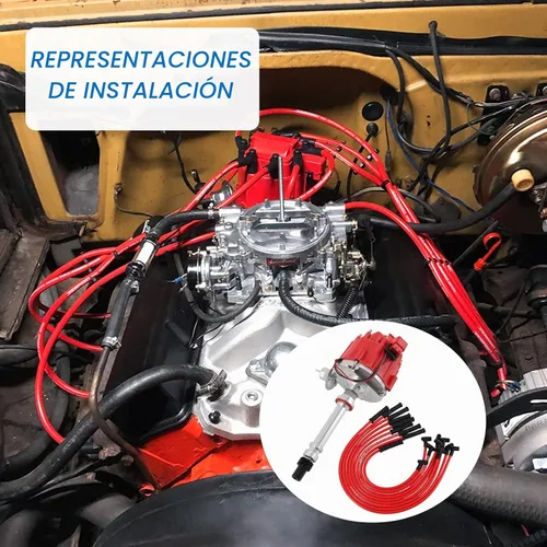 Vista 4 de Distribuidor HEI con cables de bujía de repuesto para Chevy SBC 350 BBC 454