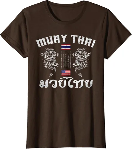 Vista 21 de Camiseta de equipo de entrenamiento de boxeo Muay Thai con bandera estadounidense de Tailandia, Negro, S