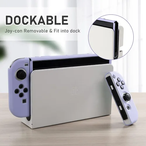Vista 3 de Funda acoplable para Nintendo Switch OLED modelo 2021, funda protectora de TPU suave para consola Switch OLED con 2 piezas de agarre para pulgar