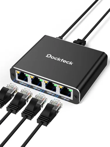 Vista 8 de Divisor de Ethernet 1 a 3 de 1000Mbps, divisor de cable de Internet Dockteck 1 entrada y 3 salidas, interruptor de red de alta velocidad Gigabit