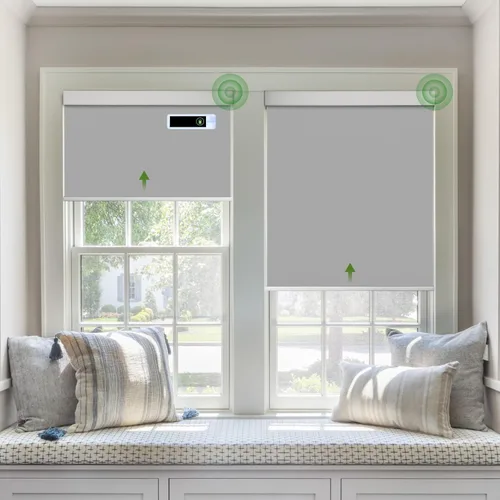 Vista 11 de Persianas motorizadas con control remoto, persianas automáticas opacas de enfriamiento con panel solar, persianas inteligentes inalámbricas