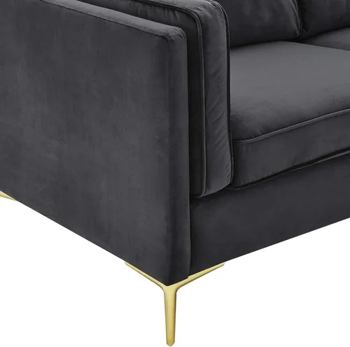 Vista 5 de Modway EEI-4453-CHA Kaiya - Sofá de terciopelo de alto rendimiento, color carbón