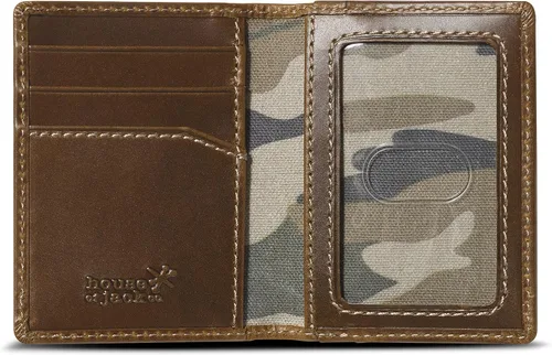 Vista 7 de HoJ Co. Cartera delgada para tarjetas Estuche para tarjetas plegable Cuero de grano completo con acabado bruñido Cartera de bolsillo frontal