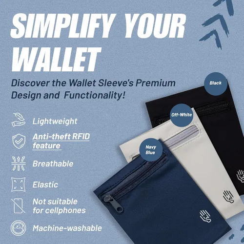 Vista 6 de Funda para Billetera, Pulsera para Billetera - Antirrobo - Bloqueo RFID - Ligero - Perfecto para Viaje, Correr, Senderismo, Pack de 3