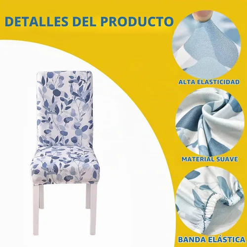 Vista 3 de HAOYONG Funda para Silla de Comedor con Estampado, Funda Desmontable Lavable para Silla Parsons, Protector de Asiento Removible para Comedor, Hotel