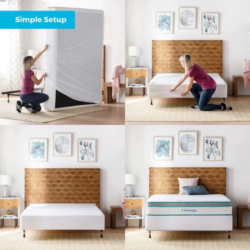 Vista 6 de Protector de somier Linenspa impermeable y anticinches, Poliéster, gemelo