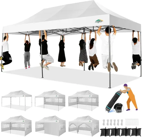 Vista 18 de COBIZI Tienda de campaña desplegable de 6.6 x 6.6 pies, toldo resistente, fácil de instalar, impermeable, para exteriores, fiestas, playa, jardín