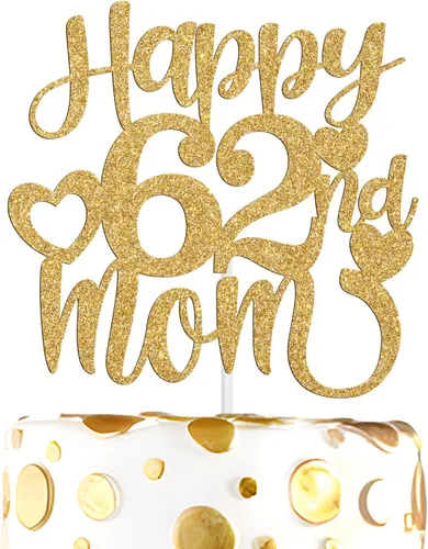 Vista 10 de Decoración para tartas con texto en inglés "Happy 50th Mom", feliz 50 cumpleaños para madre, saludos a 50 años, cumpleaños, aniversario, suministros
