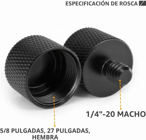 Vista 2 de Adaptador de 5/8 a 1/4, adaptador de rosca de micrófono de 5/8 pulgadas hembra a 1/4 pulgadas macho para soporte de micrófono, monitor de cámara