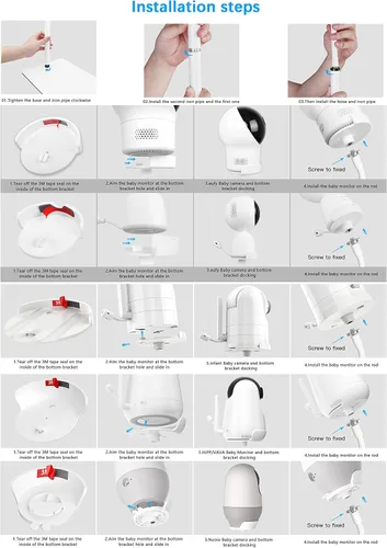 Vista 4 de HOLACA Soporte de piso de 35 pulgadas o 63 pulgadas para Hellobaby, Infant Optics DXR-8/8 Pro, eufy, Vava/Hipp y Nooie Baby Monitor, Owlet