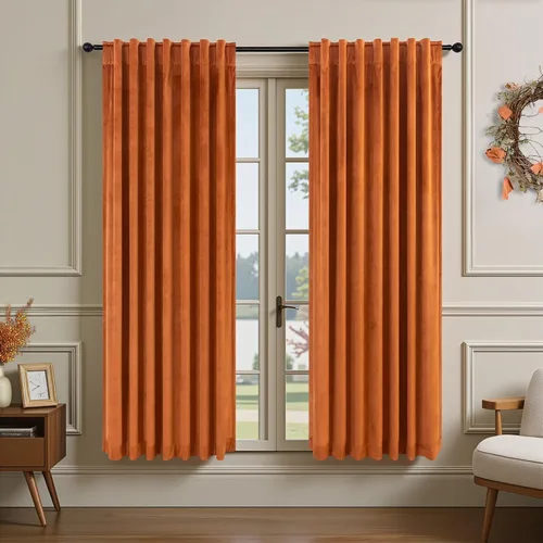 Vista 29 de Cortinas de terciopelo opacas para oscurecer la habitación de 63 pulgadas de largo para sala de estar, comedor, 2 paneles, privacidad pesada