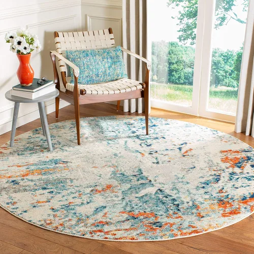 Vista 10 de SAFAVIEH Madison Collection - Alfombra decorativa de 2 pies 2 pulgadas x 4 pies, color crema y naranja, diseño abstracto moderno, no desprende