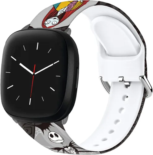 Vista 2 de Correas de reloj de dibujos animados con estampado floral compatibles con Fitbit Versa 4/Versa 3/Fitbit Sense 2/Sense Band de silicona suave