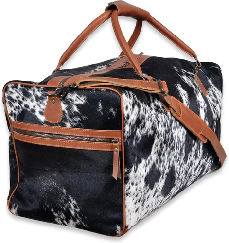 Vista 17 de Ranch Junkie Highlands Large Genuine Cowhide Weekender Cowhide Duffel
