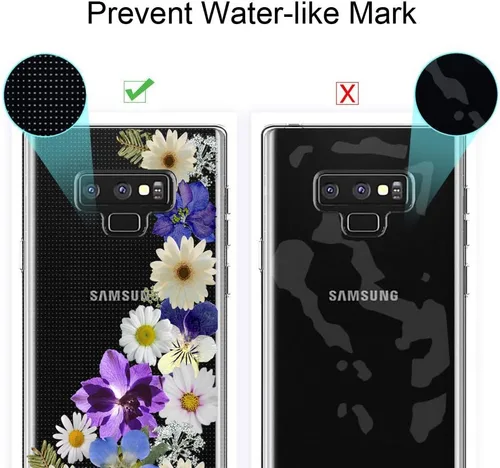 Vista 7 de Unov - Funda para Galaxy Note 9 transparente con diseño en relieve, flor de flor Slim Fit Good Grip, Anti-Slip Embossed Pattern, Shockproof