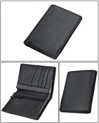Vista 5 de TKFDC Billeteras de cuero con bloqueo para hombre, delgada, plegable, minimalista, con tarjetero de crédito