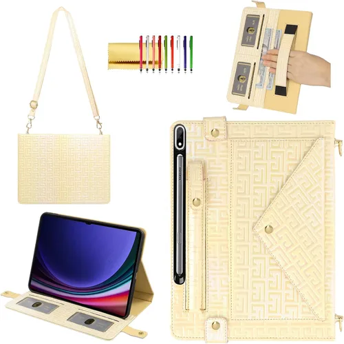 Vista 25 de Bolso Funda para Samsung Galaxy Tab S10 FE/S9 FE 10.9"/S9/S8/S7 11", Techcircle Folio con Soporte Cruzado, Billetera con Ranura para Lápiz S Pen