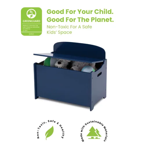 Vista 7 de Delta Children Juego de mesa y silla para niños (4 sillas incluidas), gris/azul y caja de juguetes de lujo MySize, certificado Greenguard Gold, azul