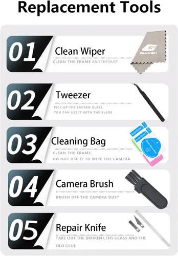 Vista 5 de Reemplazo de lente de vidrio de cámara para iPhone 11, GVKVGIH reemplazo de lente de vidrio de cámara trasera con adhesivo preinstalado, kit