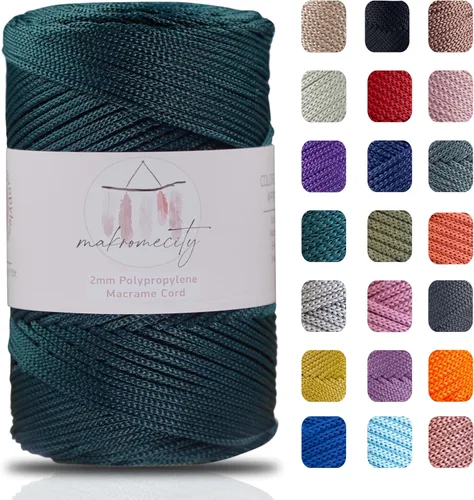 Vista 43 de Makromecity, Cordón de macramé de poliéster de 2 mm x 250 yardas (750 pies) Cordón de macramé de 2 mm de polipropileno para arte y manualidades