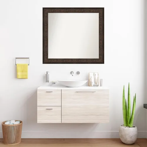 Vista 61 de Amanti Art Espejo de pared personalizado no biselado (25 x 25 pulgadas), marco de bronce acentuado, varios tamaños personalizados, espejo de baño