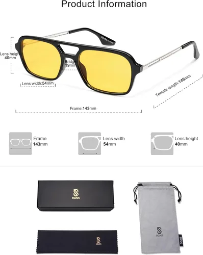 Vista 43 de SOJOS Vintage Polarized Aviator Sunglasses for Women Men 70s Retro Flat Narrow Rectangular Womens Glasses SJ2186