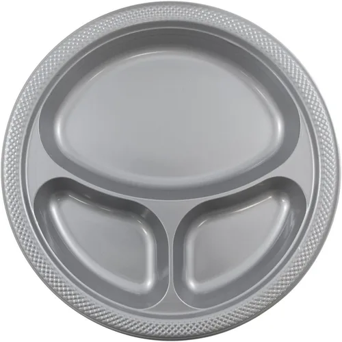 Vista 7 de Platos para fiesta de plástico redondos y cuadrados colorido de 7, 8, y 9 pulgadas, 10/20 platos por paquete, Negro