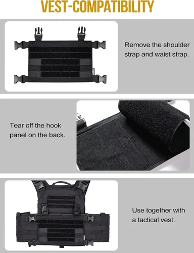 Vista 4 de ONETIGRIS ROC Chest Rig Panel modular táctico con correa de hombro extraíble y correa de cintura
