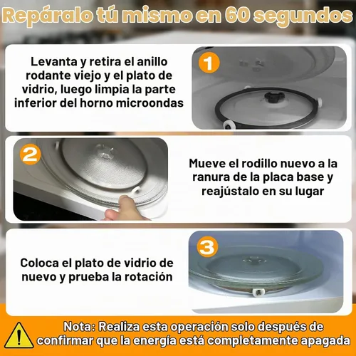 Vista 5 de Paquete de 2 anillos de soporte para tocadiscos de microondas de 9.5 pulgadas Se adapta a bandeja de vidrio de 12.75 pulgadas, reemplaza