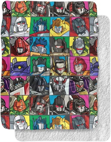 Vista 7 de Transformers Transformers Squares Silky Touch Sherpa Back Manta súper suave