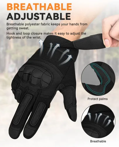 Vista 5 de KUMGIM Guantes tácticos para hombre, guantes militares de combate para motocicleta, guantes negros Airsoft para pantalla táctil para Airsoft al aire