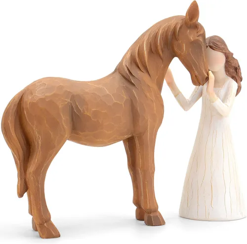 Vista 9 de Regalos de Caballos para Niñas y Mujeres - Figurita de Niña Abrazando Caballos, Regalos para Amantes de los Caballos, Mujeres, Caballos de Resina