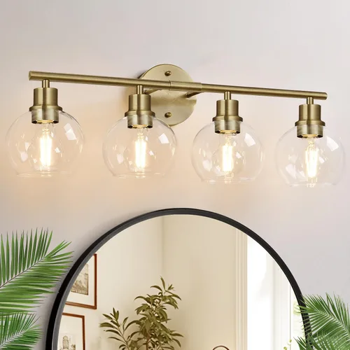 Vista 21 de Indoi Juego de 2 apliques de pared negros mate, lámparas de tocador de vidrio transparente con base E26, luces de pared reversibles arriba o abajo