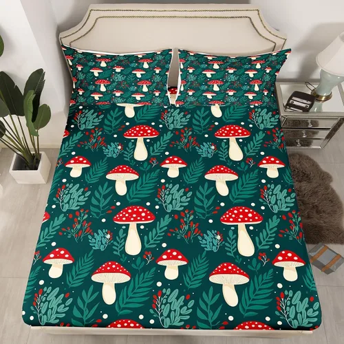Vista 8 de Erosebridal Juego de ropa de cama color verde azulado tamaño individual, sábana bajera ajustable de polilla exótica Trippy Sun y Moon para niñas