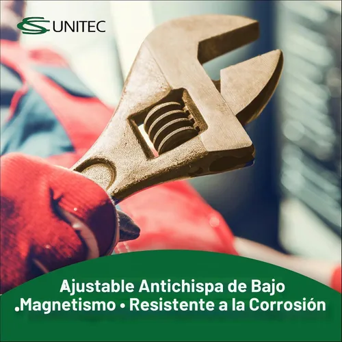 Vista 2 de CS Unitec Llave ajustable sin chispas y no magnética Herramienta de bronce de aluminio de 6 pulgadas, certificado TUV y libre de berilio
