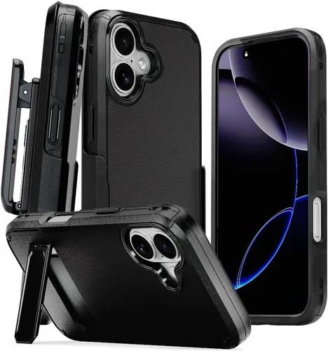 Vista 19 de MOTIVE Funda para iPhone 15 con clip para cinturón, magnética compatible con MagSafe, combo de funda de carcasa a prueba de golpes, funda para Negro
