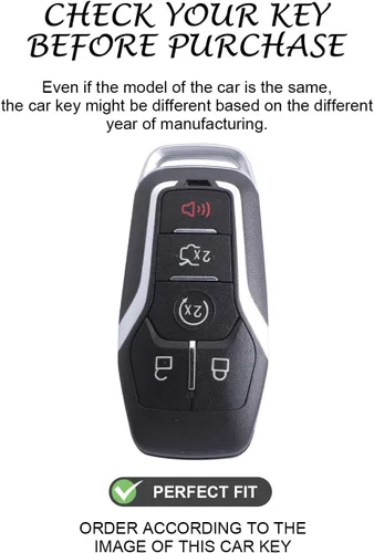 Vista 2 de for Ford Key Fob Cover Compatible with Explorer Edge Fusion MKZ MKC MKX 5 Buttons, Soft TPU Shells with Car Sticker