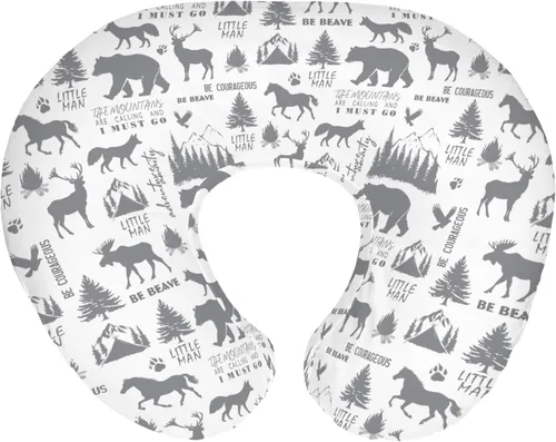 Vista 15 de Fundas de almohada de lactancia de animales de acuarela para niños y niñas, osos, conejo, mapache, hojas florales, funda de almohada de lactancia
